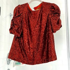 Anthropologie ruffle sequin top